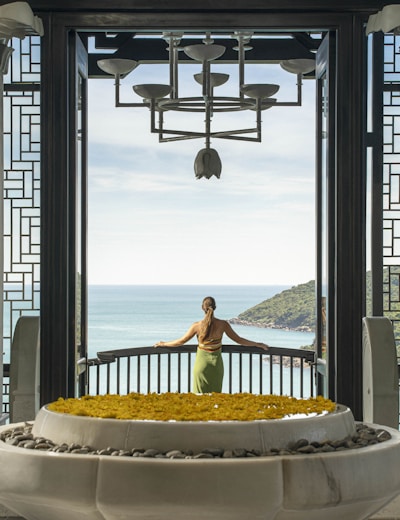 Peaceful spa interior with ocean view