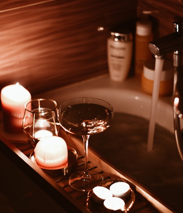 Luxurious candlelit bath