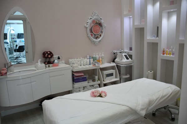 Elegant white vanity and mirror
